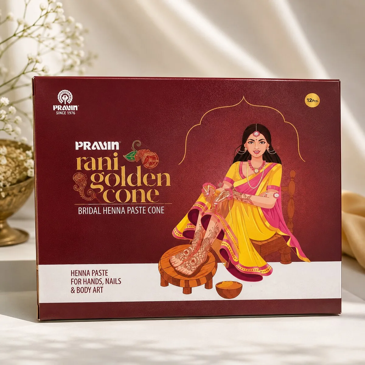 Pravin Rani Golden Cone — 12 pcs